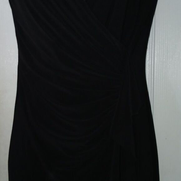 Evan Picone faux wrap black dress Sz 4 NWOT - Picture 4 of 8
